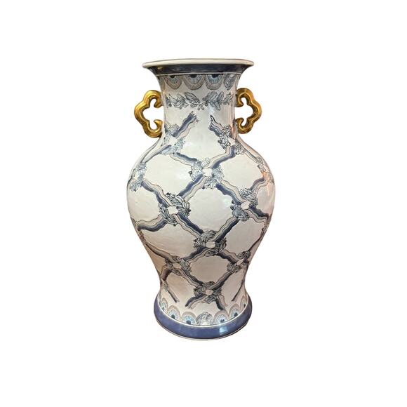1 15” tall gorgeous ceramic vase with gold detail - Picture 1 of 8